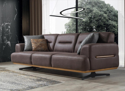 Modern Sofa 3 Seat Leather Brown Furniture Sofas Couch Seat Cushion Three Seater